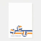 Blauw sinaasappel volleyballen strepen aangepaste  post-it® notes (Voorkant)