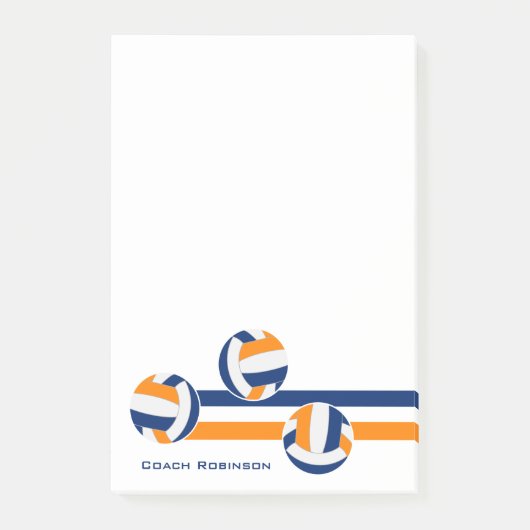 Blauw sinaasappel volleyballen strepen aangepaste  post-it® notes (Voorkant)