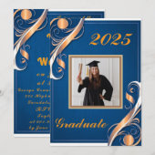 Blauw Sinaasappel Wit Afstuderen 2025 Kaart (Voorkant / Achterkant)