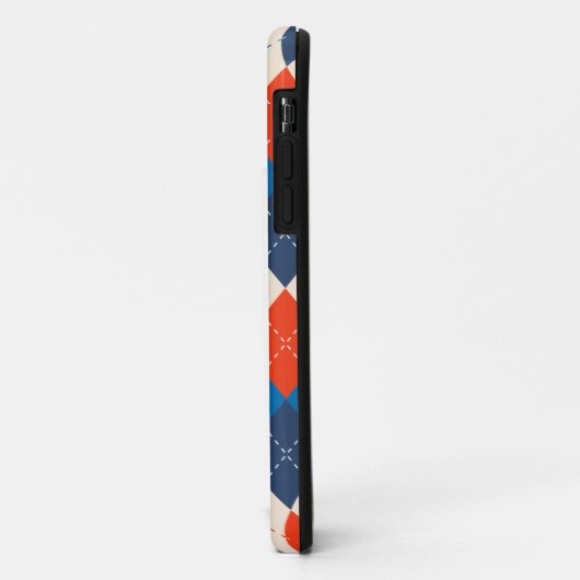Blauw Sinaasappel Wit Preppy Sportief Argyle Perso Case-Mate iPhone Case (Achterkant/links)