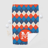 Blauw Sinaasappel Wit Preppy Sportief Argyle Perso Golfhanddoek