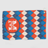 Blauw Sinaasappel Wit Preppy Sportief Argyle Perso Golfhanddoek