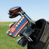 Blauw Sinaasappel Wit Preppy Sportief Argyle Perso Golfheadcover (Insitu)