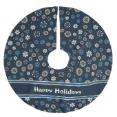 Blauw Sinaasappel Wit Scandinavisch Sneeuwvlokken Kerstboom Rok (Voorkant)