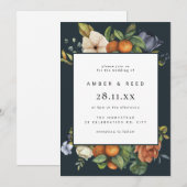 Blauw Sinaasappel Zomer Bloemen Botanische Boho Hu Kaart (Voorkant / Achterkant)