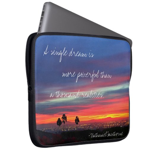 Blauw Sinaasappel Zonsondergang Foto Een enkele dr Laptop Sleeve (Voorkant Rechts)