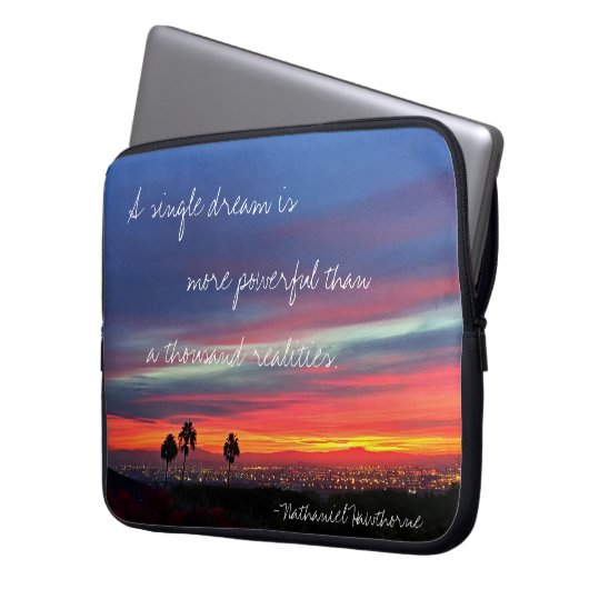 Blauw Sinaasappel Zonsondergang Foto Een enkele dr Laptop Sleeve (Voorkant Links)