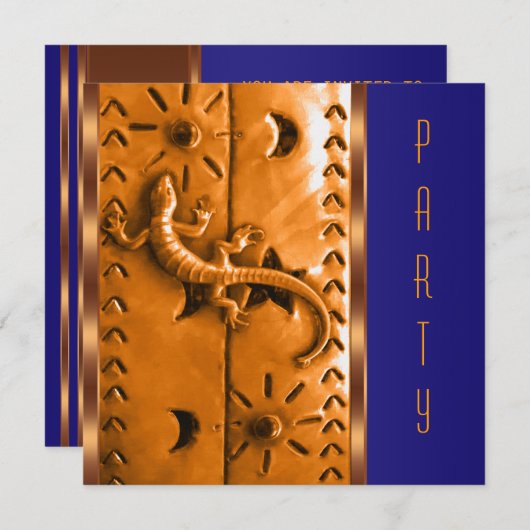 Blauw Sinaasappel Zuidwestelijke Hagedis verjaarda Kaart (Voorkant / Achterkant)