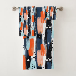 Blauw Sinaasappels penseelstreken Abstract patroon Bad Handdoek
