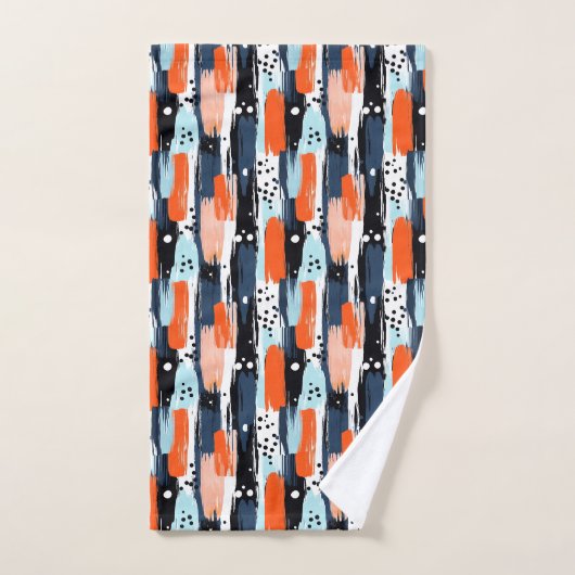 Blauw Sinaasappels penseelstreken Abstract patroon Bad Handdoek (Handdoek)