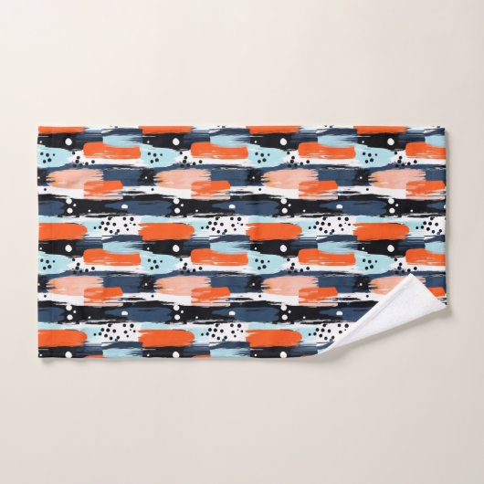 Blauw Sinaasappels penseelstreken Abstract patroon Bad Handdoek (Handdoek)