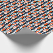 Blauw Sinaasappels penseelstreken Abstract patroon Cadeaupapier (Hoek)