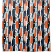 Blauw Sinaasappels penseelstreken Abstract patroon Douchegordijn (Voorkant)