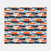 Blauw Sinaasappels penseelstreken Abstract patroon Fleece Deken (Voorkant (Horizontaal))