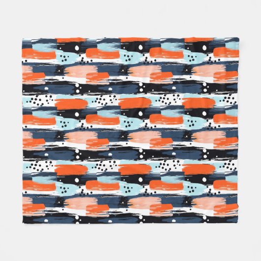 Blauw Sinaasappels penseelstreken Abstract patroon Fleece Deken (Voorkant (Horizontaal))