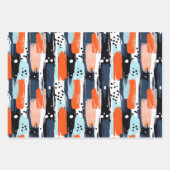 Blauw Sinaasappels penseelstreken Abstract patroon Inpakpapier Vel (Voorkant)