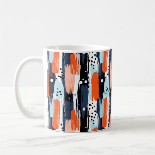 Blauw Sinaasappels penseelstreken Abstract patroon Koffiemok (Links)