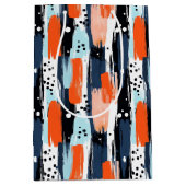 Blauw Sinaasappels penseelstreken Abstract patroon Medium Cadeauzakje (Voorkant)