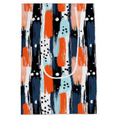 Blauw Sinaasappels penseelstreken Abstract patroon Medium Cadeauzakje (Achterkant)