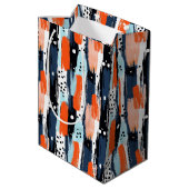 Blauw Sinaasappels penseelstreken Abstract patroon Medium Cadeauzakje (Achterkant Gekanteld)