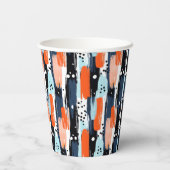 Blauw Sinaasappels penseelstreken Abstract patroon Papieren Bekers (Achterkant)