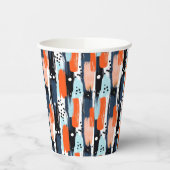 Blauw Sinaasappels penseelstreken Abstract patroon Papieren Bekers (Links)