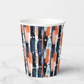 Blauw Sinaasappels penseelstreken Abstract patroon Papieren Bekers (Rechts)