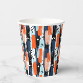 Blauw Sinaasappels penseelstreken Abstract patroon Papieren Bekers (Voorkant)