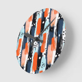 Blauw Sinaasappels penseelstreken Abstract patroon Ronde Klok (Hoek)