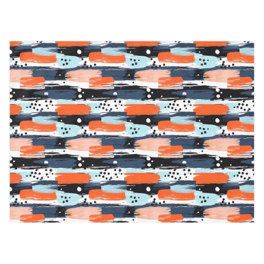 Blauw Sinaasappels penseelstreken Abstract patroon Tafelkleed (Voorkant (Horizontaal))