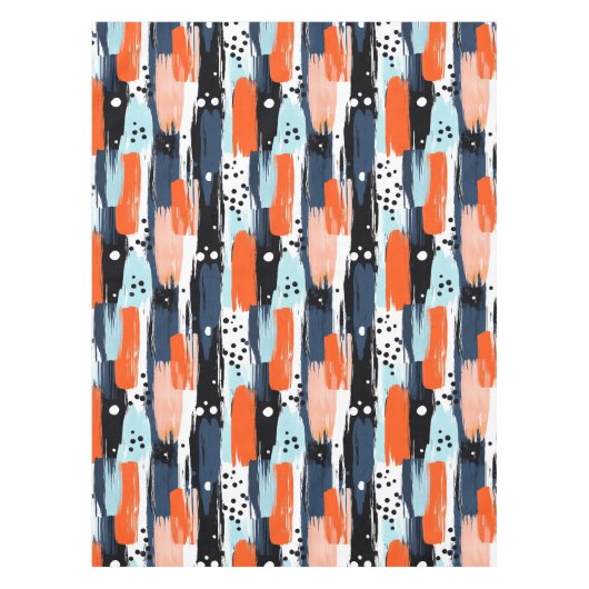 Blauw Sinaasappels penseelstreken Abstract patroon Tafelkleed (Voorkant)