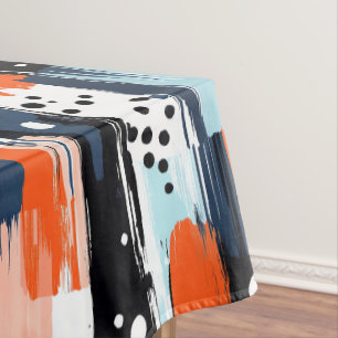 Blauw Sinaasappels penseelstreken Abstract patroon Tafelkleed