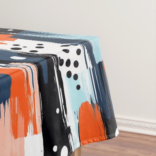 Blauw Sinaasappels penseelstreken Abstract patroon Tafelkleed (Voorbeeld)