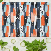 Blauw Sinaasappels penseelstreken Abstract patroon Theedoek (Gevouwen)