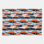 Blauw Sinaasappels penseelstreken Abstract patroon Theedoek (Horizontaal)