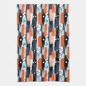 Blauw Sinaasappels penseelstreken Abstract patroon Theedoek (Verticaal)