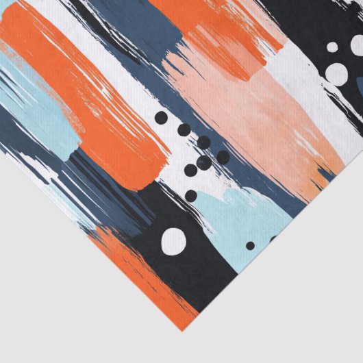 Blauw Sinaasappels penseelstreken Abstract patroon Tissuepapier (Detail)