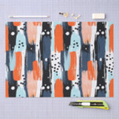 Blauw Sinaasappels penseelstreken Abstract patroon Tissuepapier (Craft)