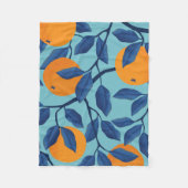 Blauw Sinaasappels takpatroon Fleece Deken (Voorkant)