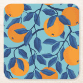 Blauw Sinaasappels takpatroon Kartonnen Onderzetters (Voorkant)