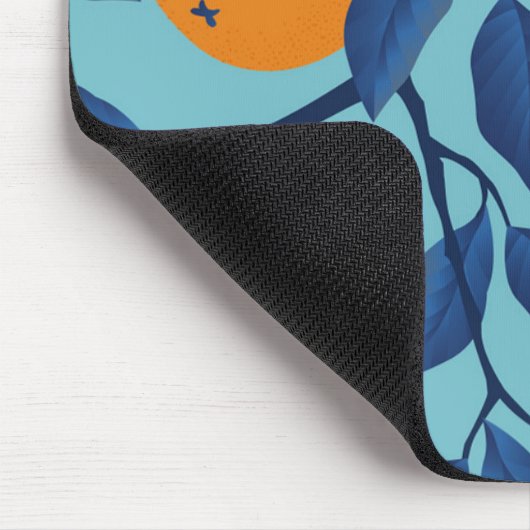 Blauw Sinaasappels takpatroon Muismat (Hoek)