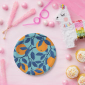 Blauw Sinaasappels takpatroon Papieren Bordje (Feest)