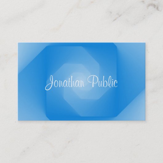Blauw Sjabloon Professioneel Handgeschreven Script Visitekaartje (Voorkant)