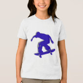Blauw Skateboarder Silhouet T-shirt (Voorkant)