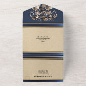 Blauw skelet bruid bruidegom gotische bruiloft all in one uitnodiging (Buitenkant)