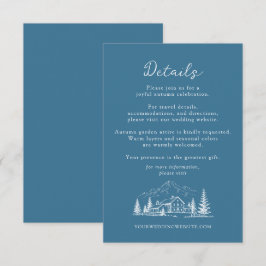 Blauw Ski Lodge Winter Bruiloft Details Kaart