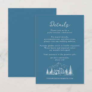 Blauw Ski Lodge Winter Bruiloft Details Kaart