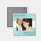 Blauw Sla de datum fotomagneten op Magneet (Voorkant / Achterkant)