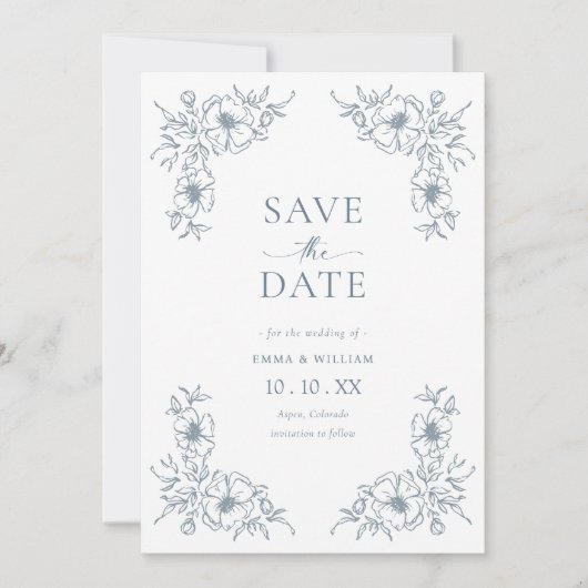 blauw Sla de datum op Save The Date (Voorkant)