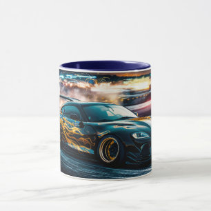 Blauw Slank Drifting Sportwagen Automotive Mok